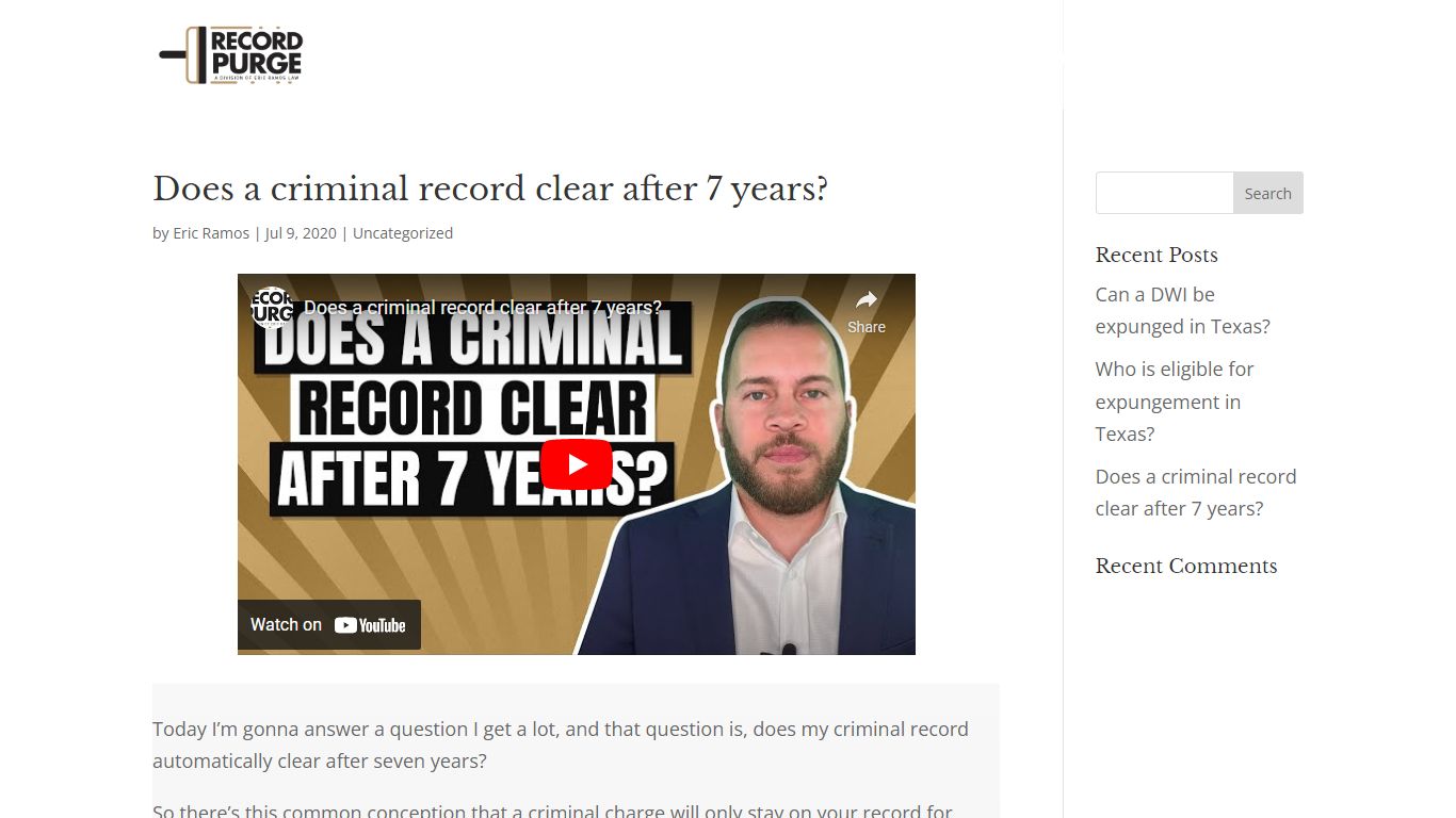Does a criminal record clear after 7 years? - Record Purge